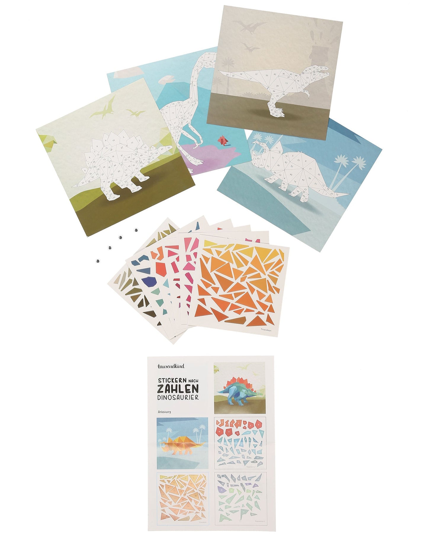 Mosaikbastelset Stickern nach Zahlen DINOSAURIER