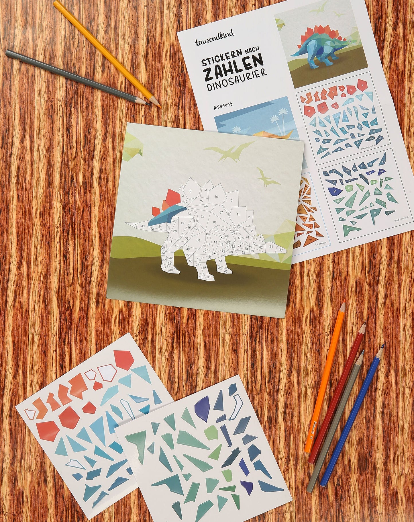 Mosaikbastelset Stickern nach Zahlen DINOSAURIER