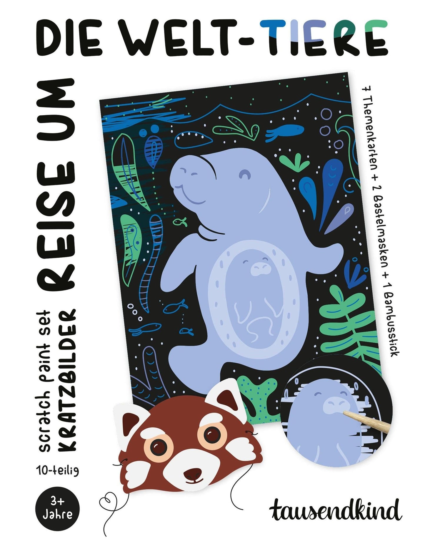 Kratzbilder REISE UM DIE WELT - TIERE 10-teilig