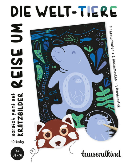 Kratzbilder REISE UM DIE WELT - TIERE 10-teilig