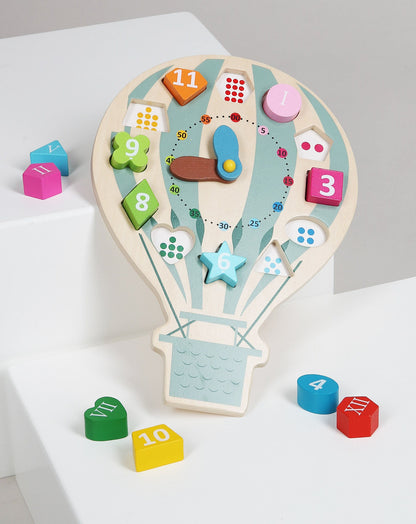 Lernuhr HEIssLUFTBALLON aus Holz