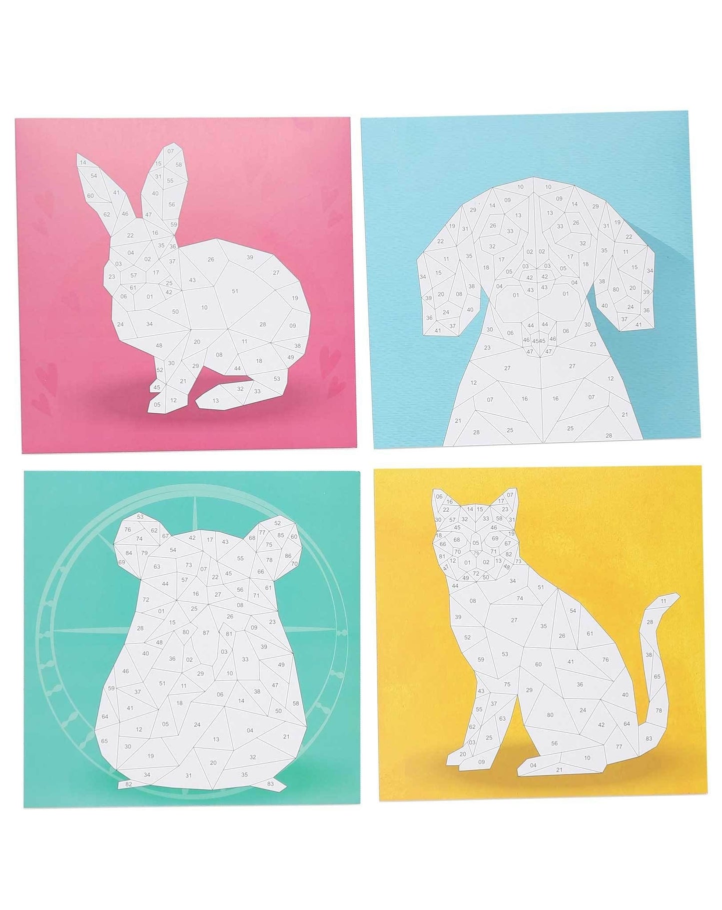 Mosaikbastelset STICKERN NACH ZAHLEN - HAUSTIERE 4-teilig