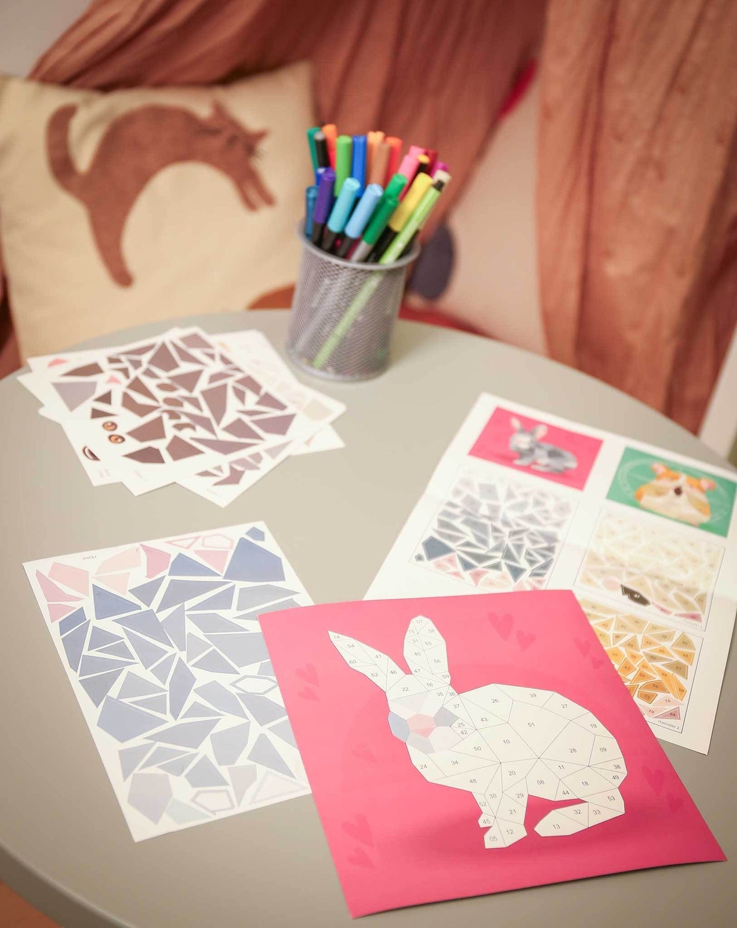 Mosaikbastelset STICKERN NACH ZAHLEN - HAUSTIERE 4-teilig