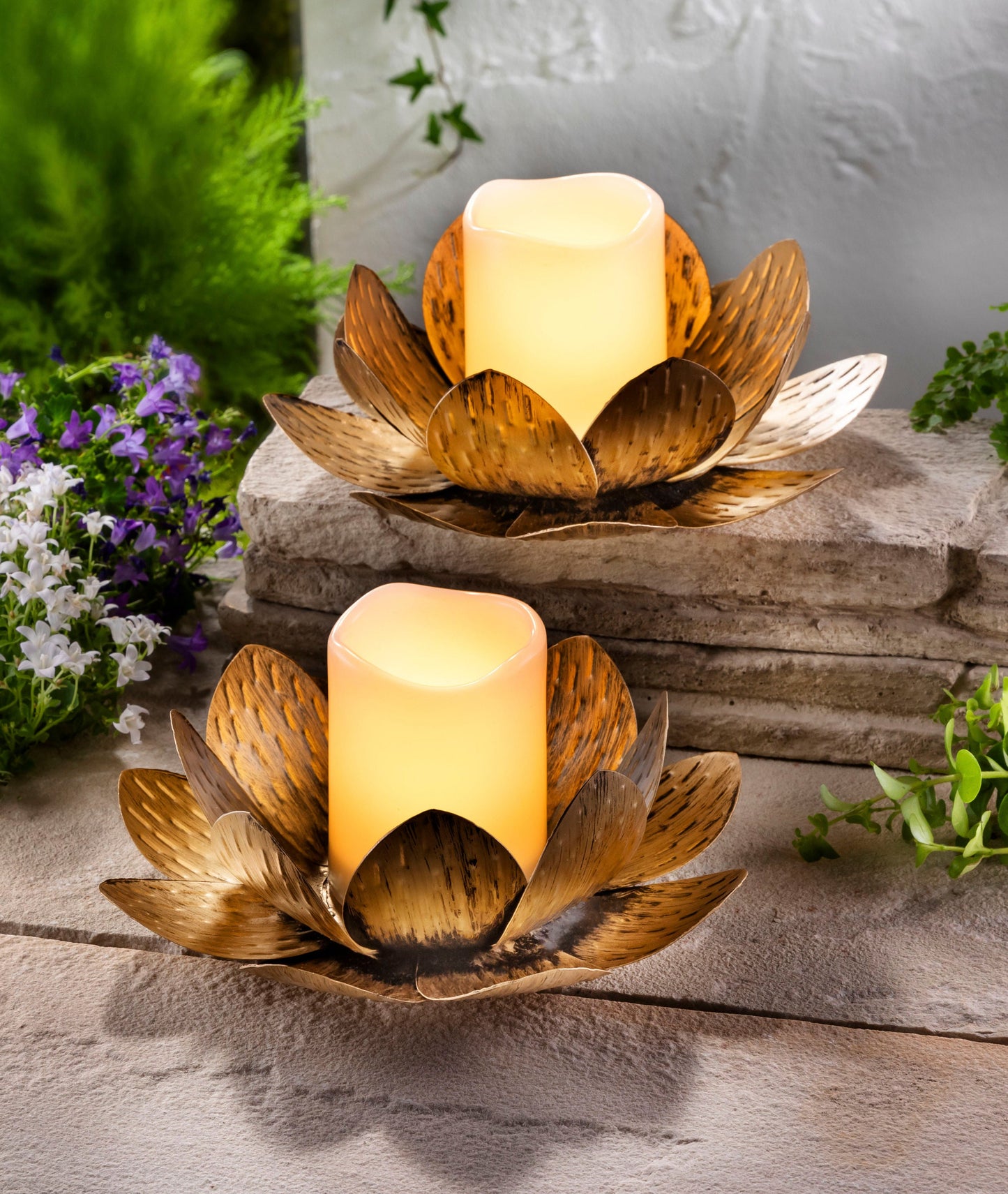 Solar-Kerzen "Lotusblume" 2er-Set