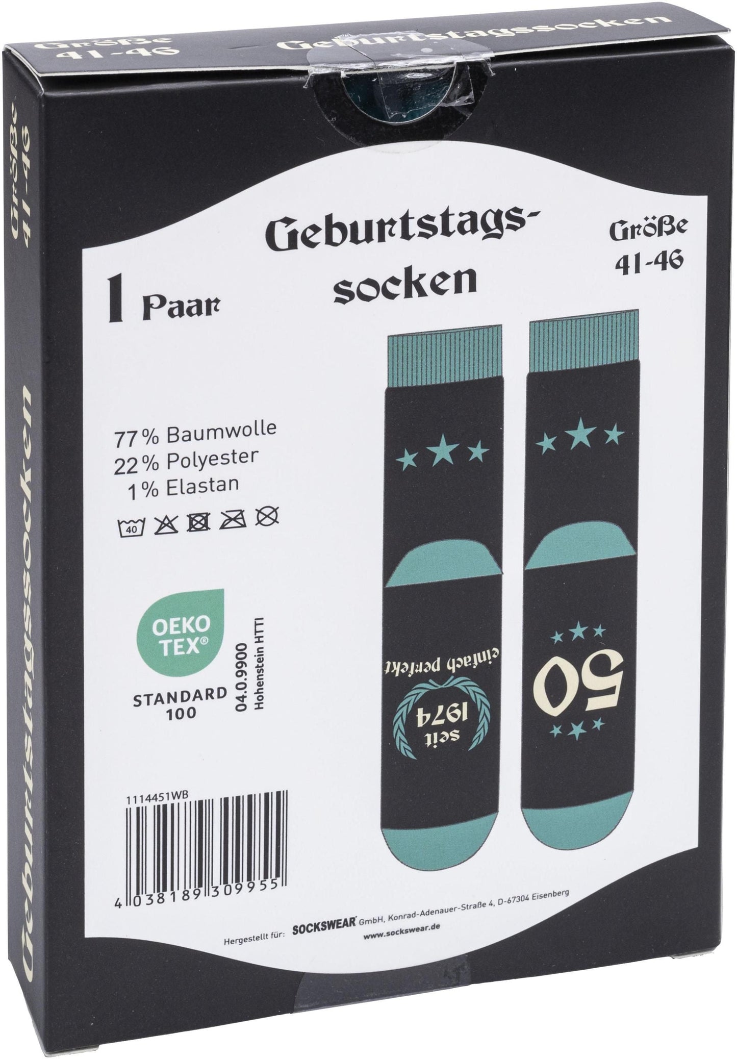 Geburtstagssocken (Ausführung: 50 Jahre)