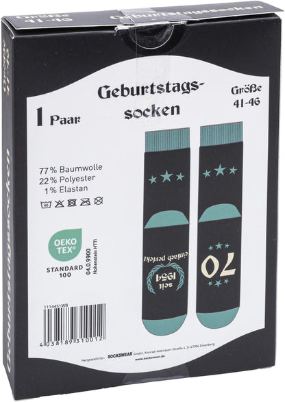 Geburtstagssocken (Ausführung: 70 Jahre)