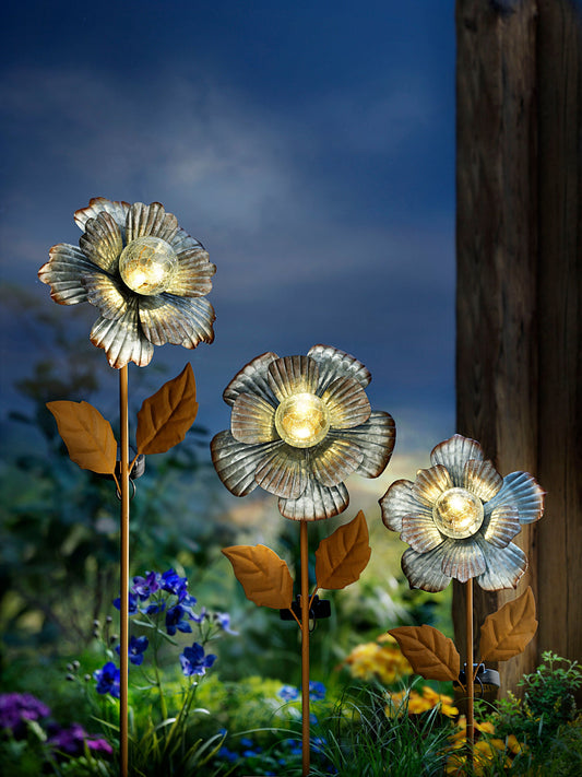 Solar-Gartenstecker "Blumentrio" 3er-Set