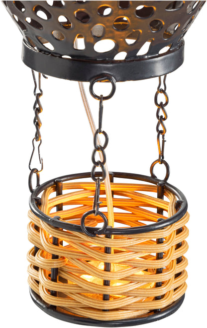 Solar-Hängedeko "Heissluftballon" Rattan