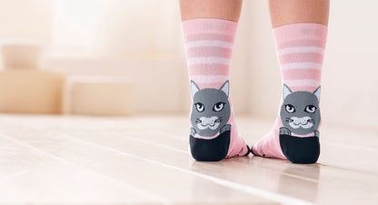 Katzensocken mit lustigen Sprüchen, 3er-Set