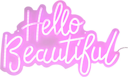 LED-Schriftzug "Hello Beautiful" 45 x 21 cm