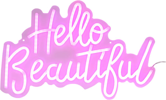 LED-Schriftzug "Hello Beautiful" 45 x 21 cm