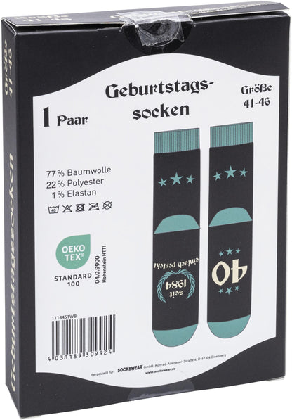 Geburtstagssocken (Ausführung: 40 Jahre)