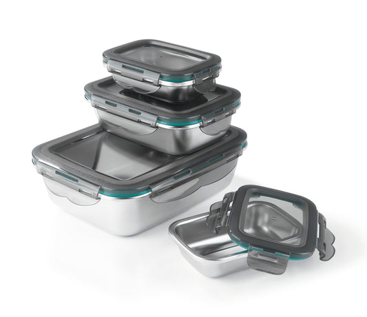 Edelstahl-Frischhaltedosen, 8-teiliges Set