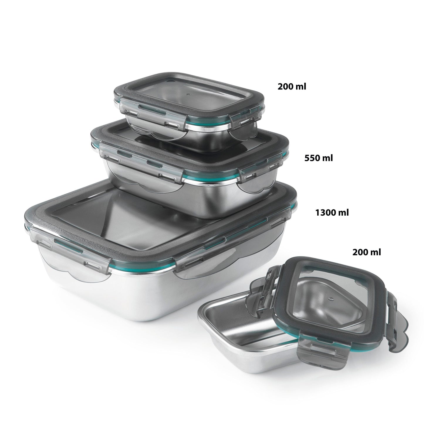 Edelstahl-Frischhaltedosen, 8-teiliges Set