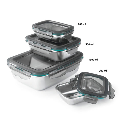 Edelstahl-Frischhaltedosen, 8-teiliges Set