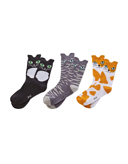 Katzensocken, 3er Set in Geschenkbox