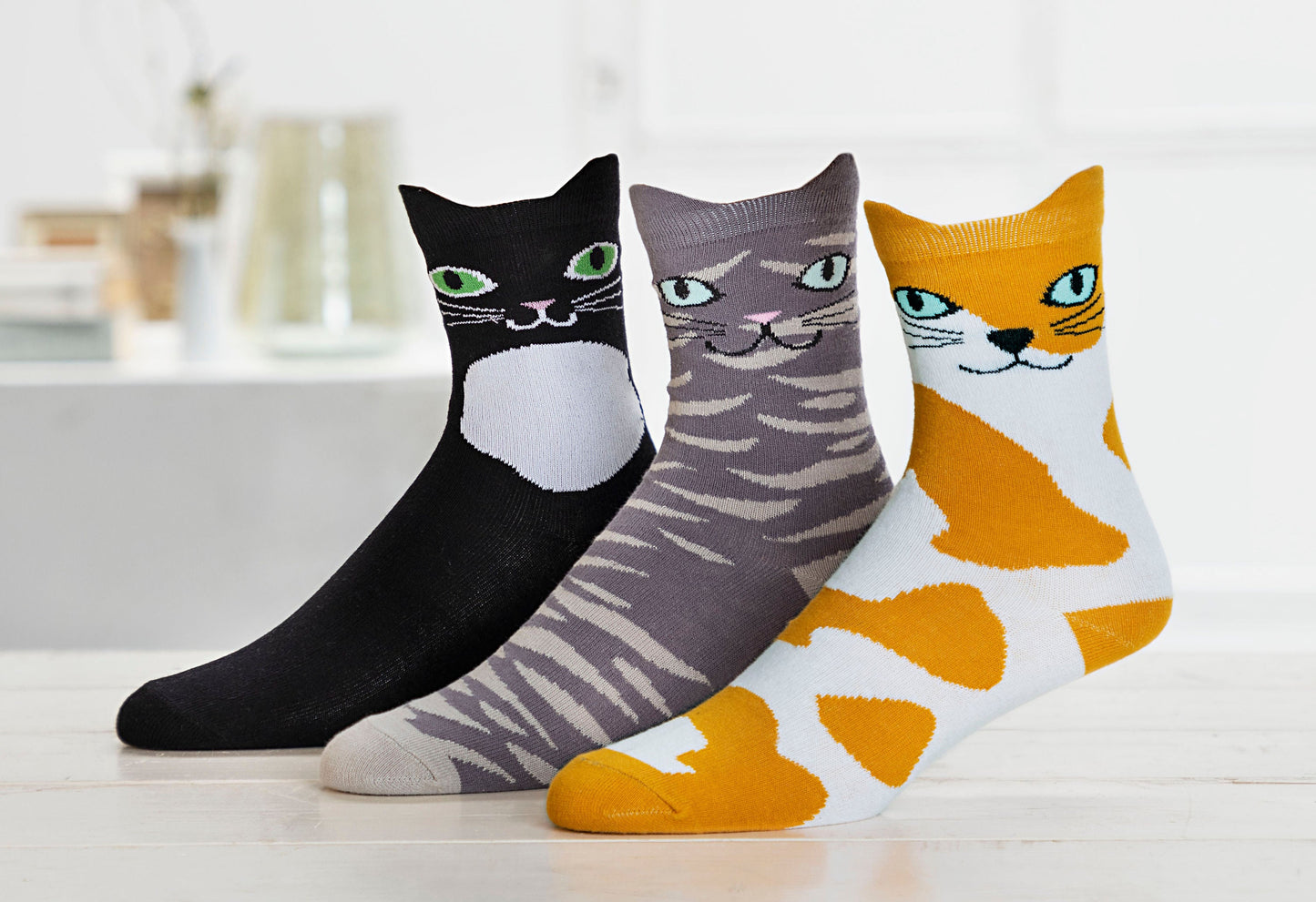 Katzensocken, 3er Set in Geschenkbox