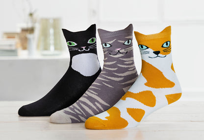 Katzensocken, 3er Set in Geschenkbox