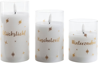 LED-Kerzen im Glas "Stars", 3er Set