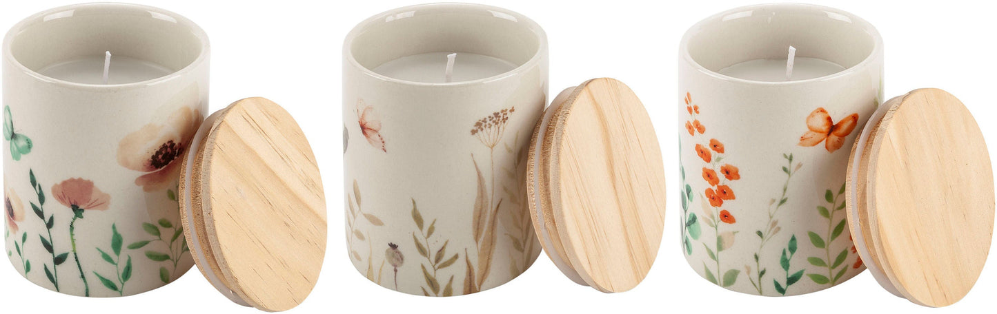 Duftkerzen "Gardendreams" im Keramikgefäss, 3er-Set