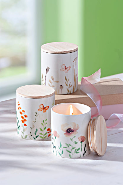 Duftkerzen "Gardendreams" im Keramikgefäss, 3er-Set