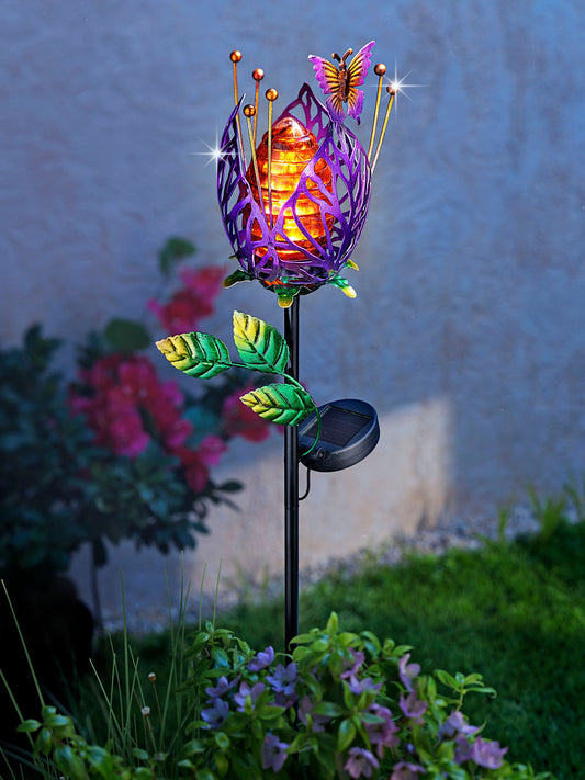Solar-Gartenstecker "Blüte" (Farbe: lila)