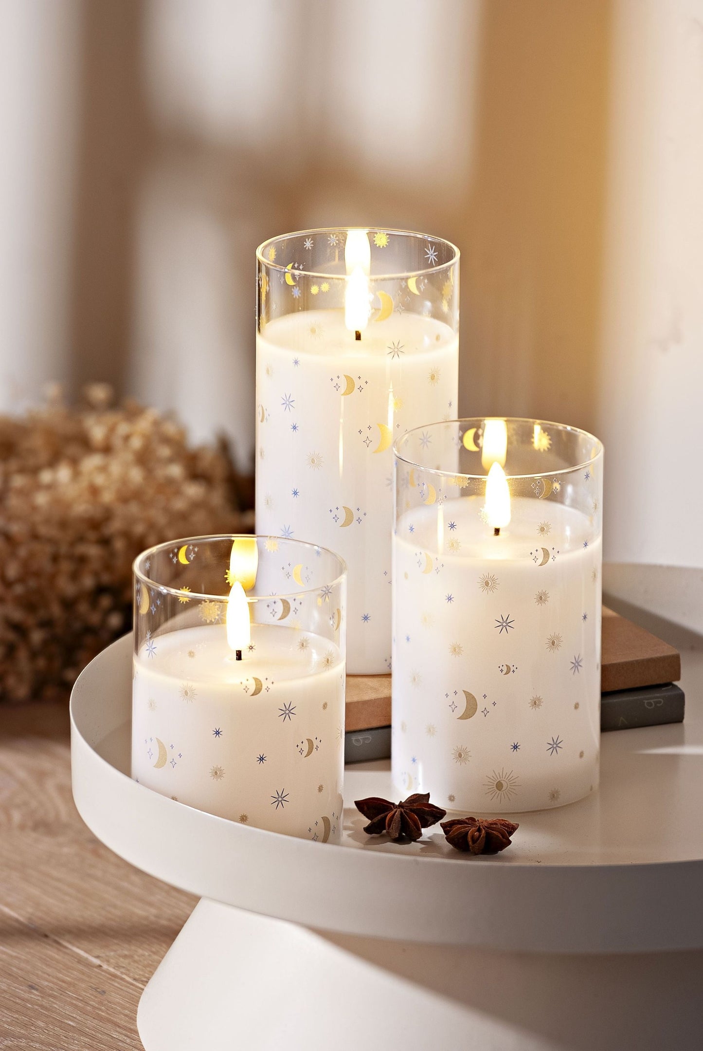 LED-Kerzen im Glas 'Sky' 3er-Set