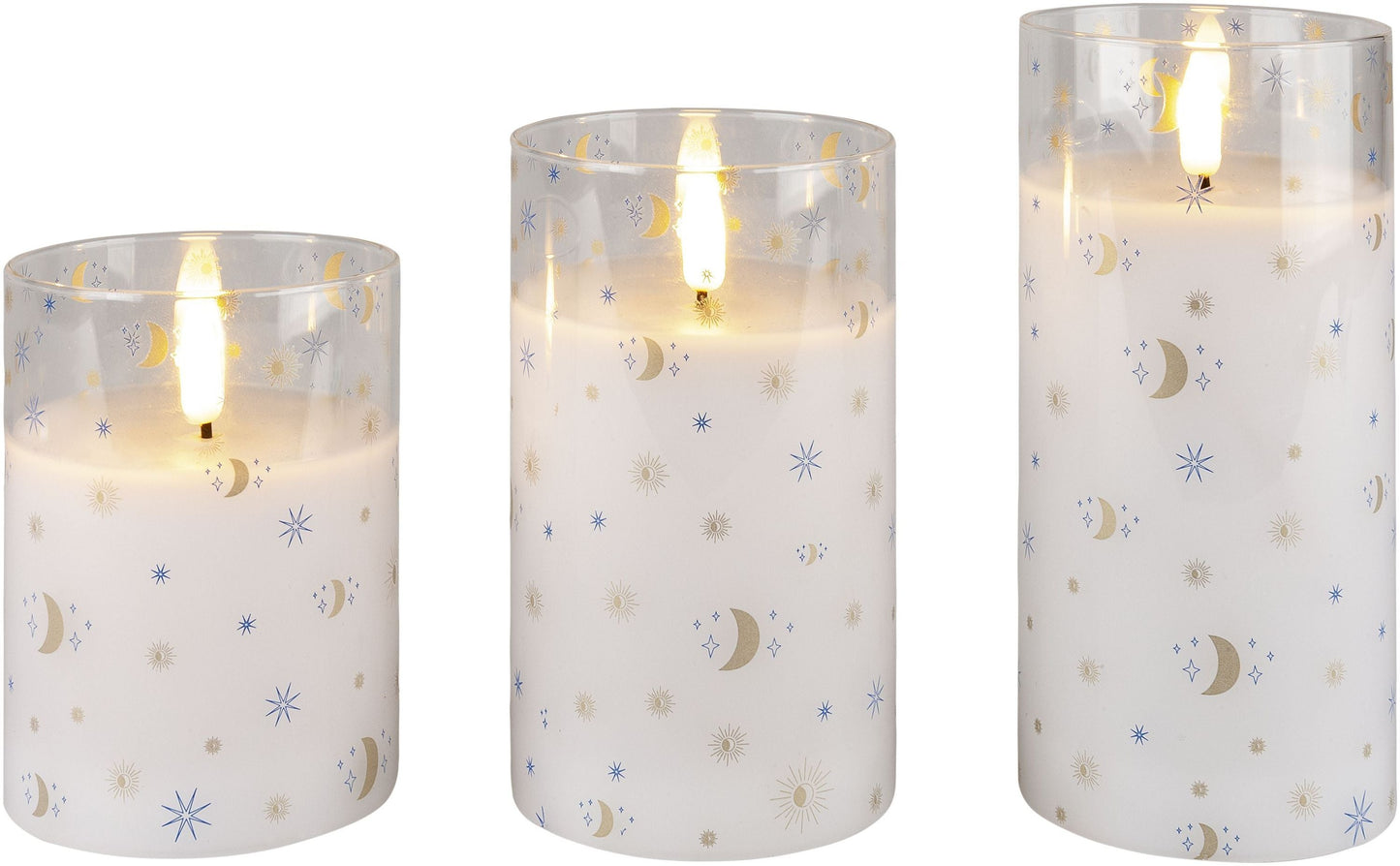 LED-Kerzen im Glas 'Sky' 3er-Set