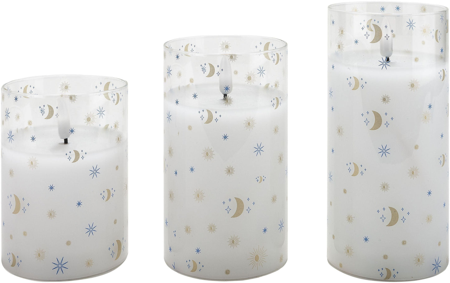 LED-Kerzen im Glas 'Sky' 3er-Set