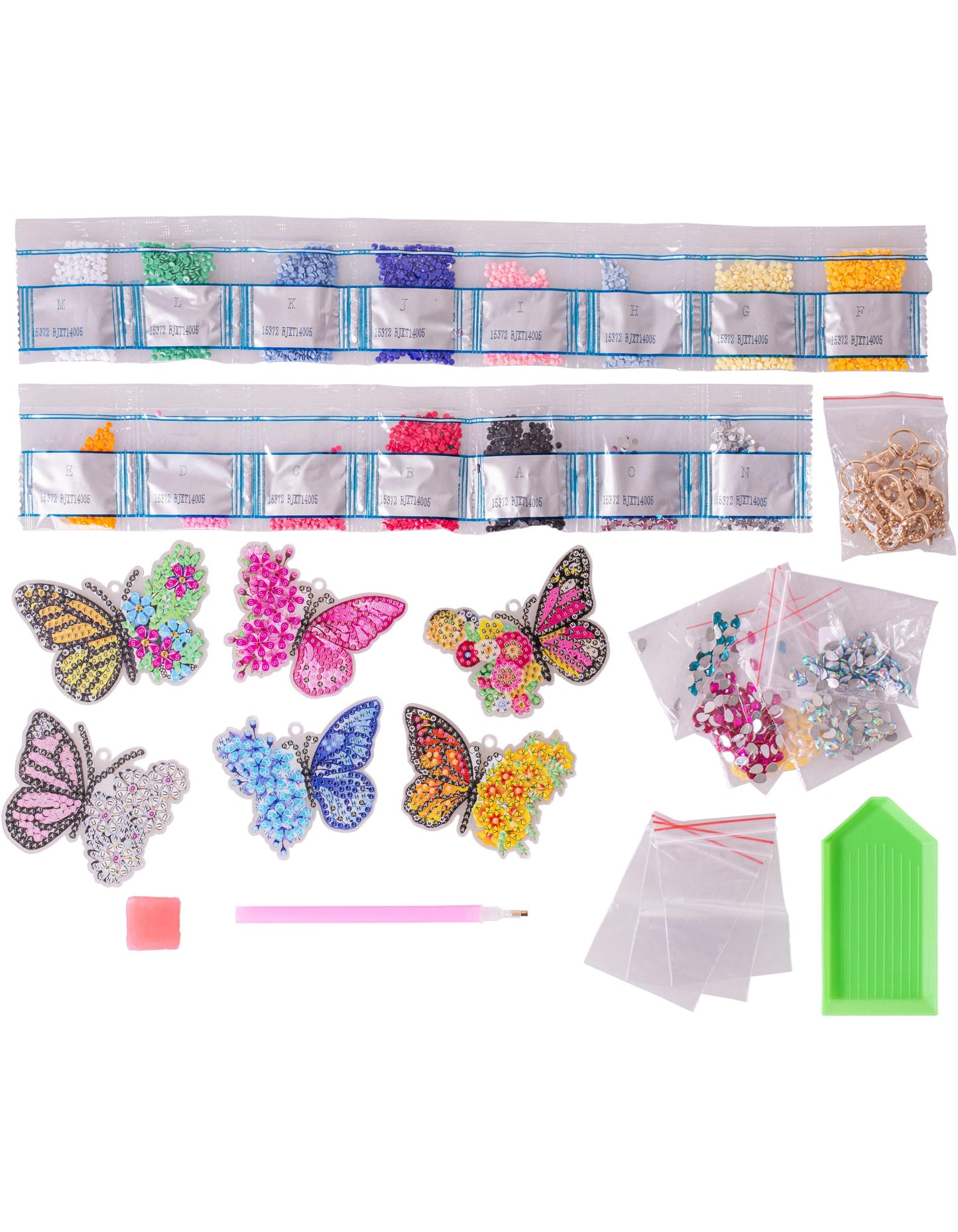 Diamond Painting Schlüsselanhänger "Butterfly" 6er-Set