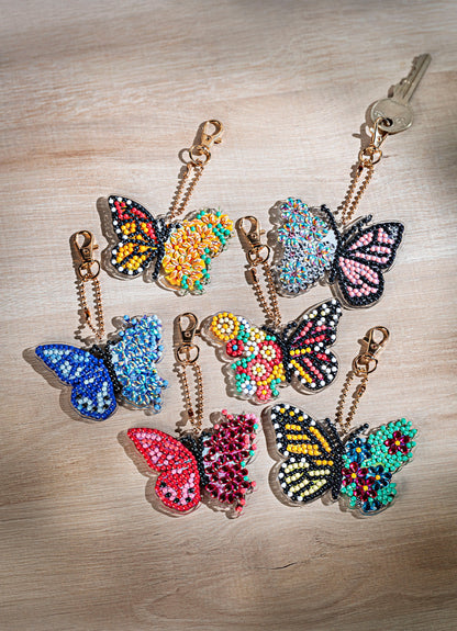 Diamond Painting Schlüsselanhänger "Butterfly" 6er-Set