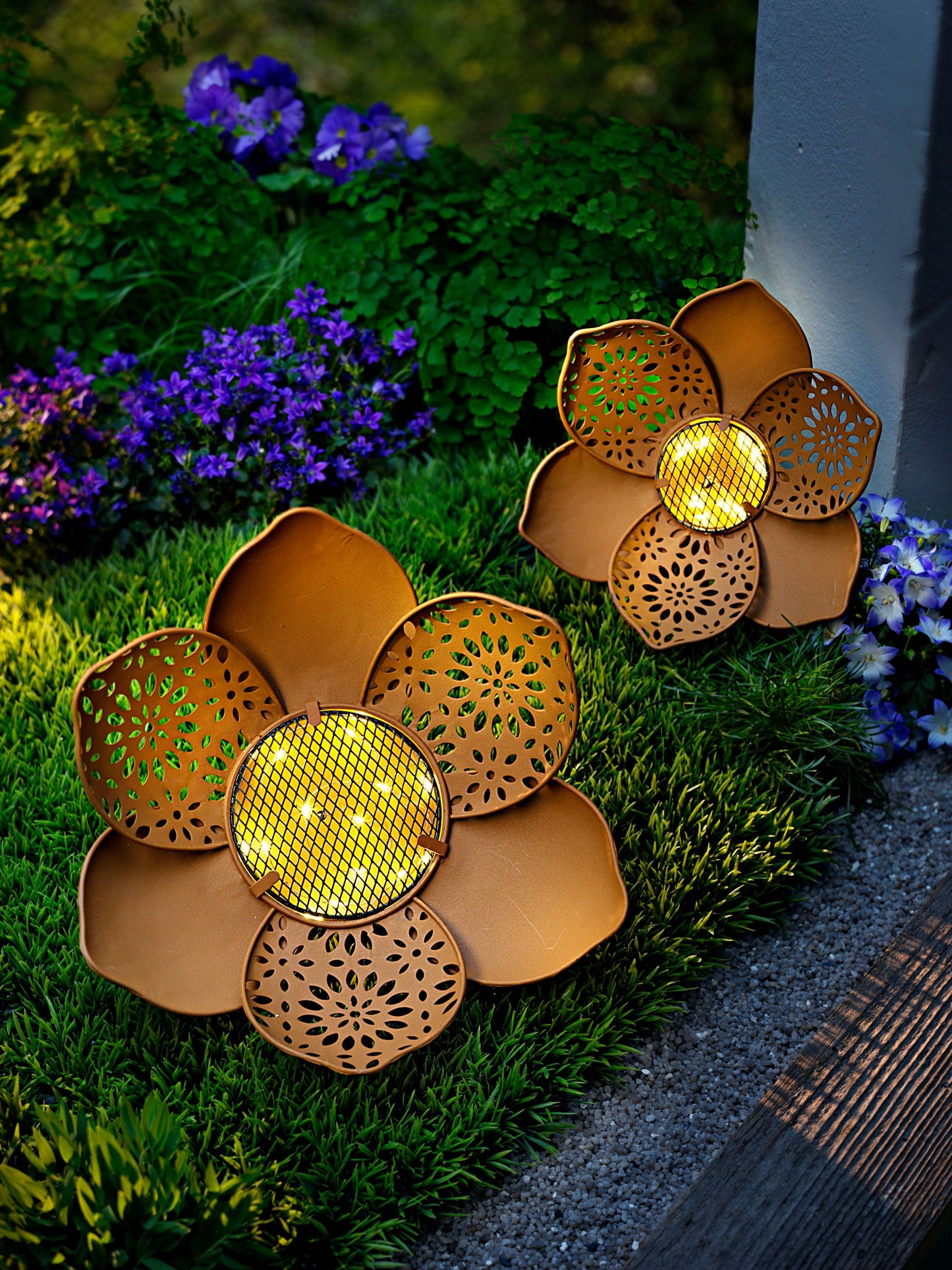 Solar-Deko "Rusty Flower" 2er-Set