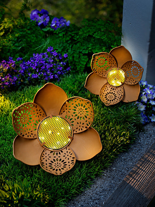Solar-Deko "Rusty Flower" 2er-Set