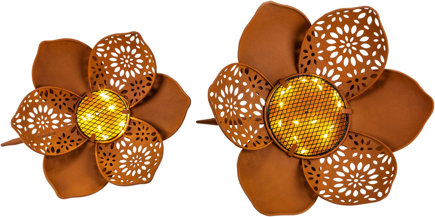 Solar-Deko "Rusty Flower" 2er-Set