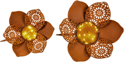 Solar-Deko "Rusty Flower" 2er-Set