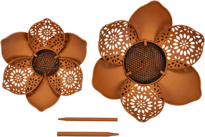 Solar-Deko "Rusty Flower" 2er-Set