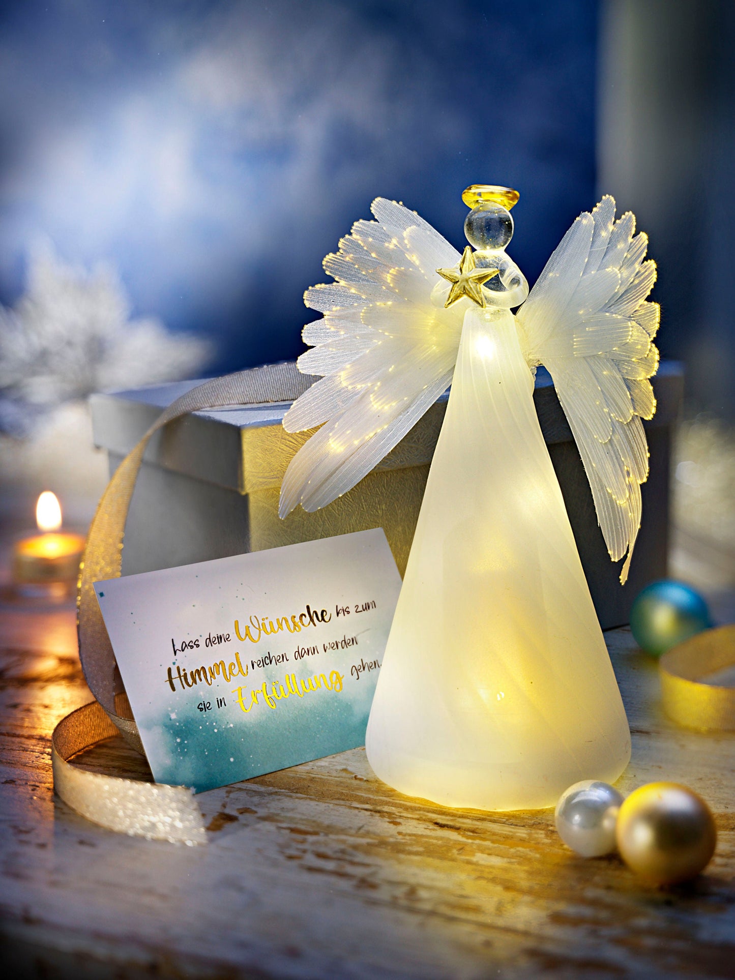Geschenkset LED-Engel "Grazia" mit Grusskarte