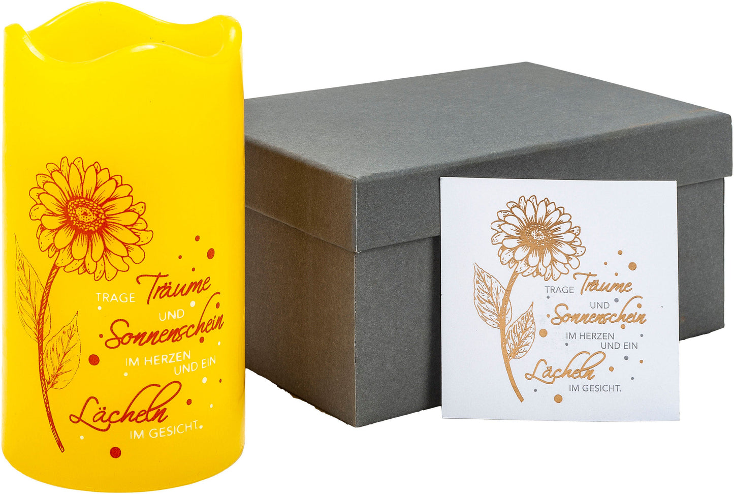 Geschenkset LED-Echtwachskerze "Sonnenschein"