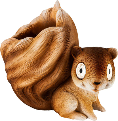 Solar-Dekofigur "Eichhörnchen Elvira" mit Blumentopf