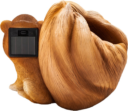 Solar-Dekofigur "Eichhörnchen Elvira" mit Blumentopf