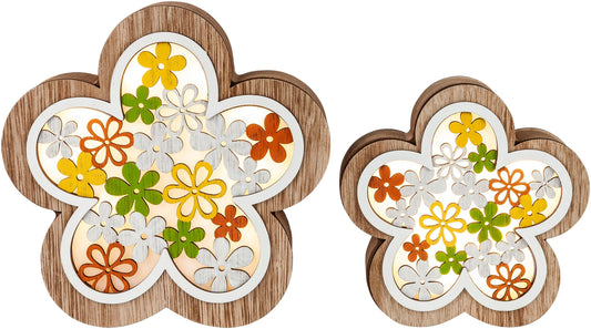 LED-Deko "Blossom" aus Holz, 2er-Set