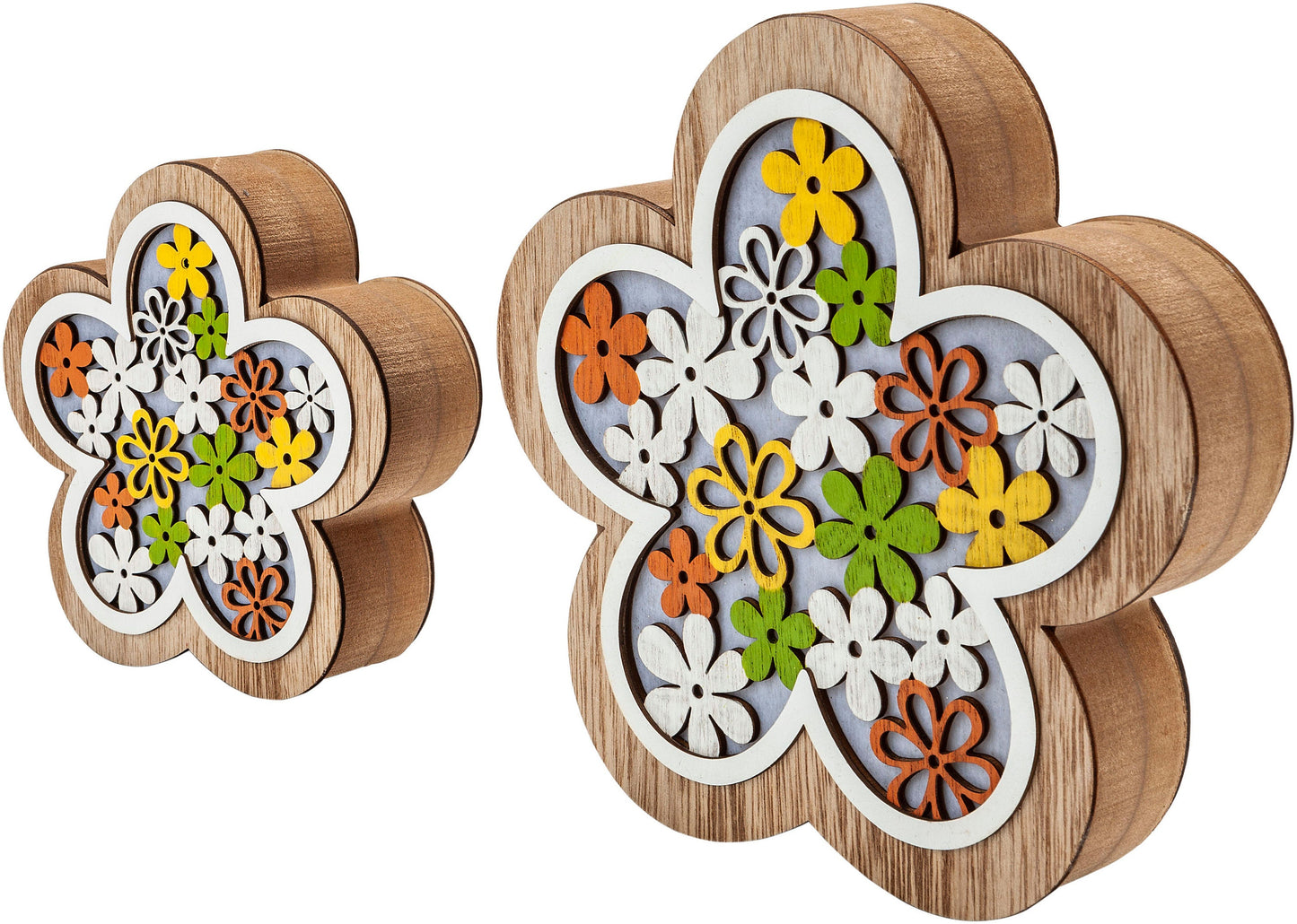 LED-Deko "Blossom" aus Holz, 2er-Set