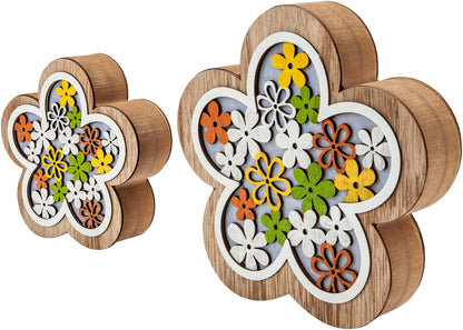 LED-Deko "Blossom" aus Holz, 2er-Set