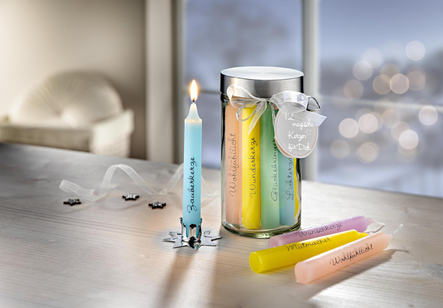 Geschenkset "Wünsche" mit 12 Kerzen
