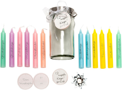 Geschenkset "Wünsche" mit 12 Kerzen