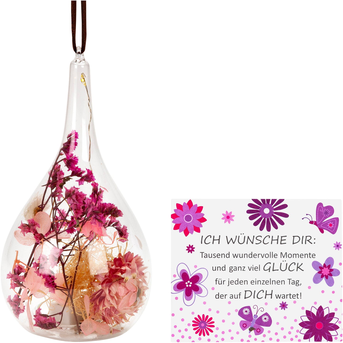 LED-Dekohänger "Little Fleur" aus Glas