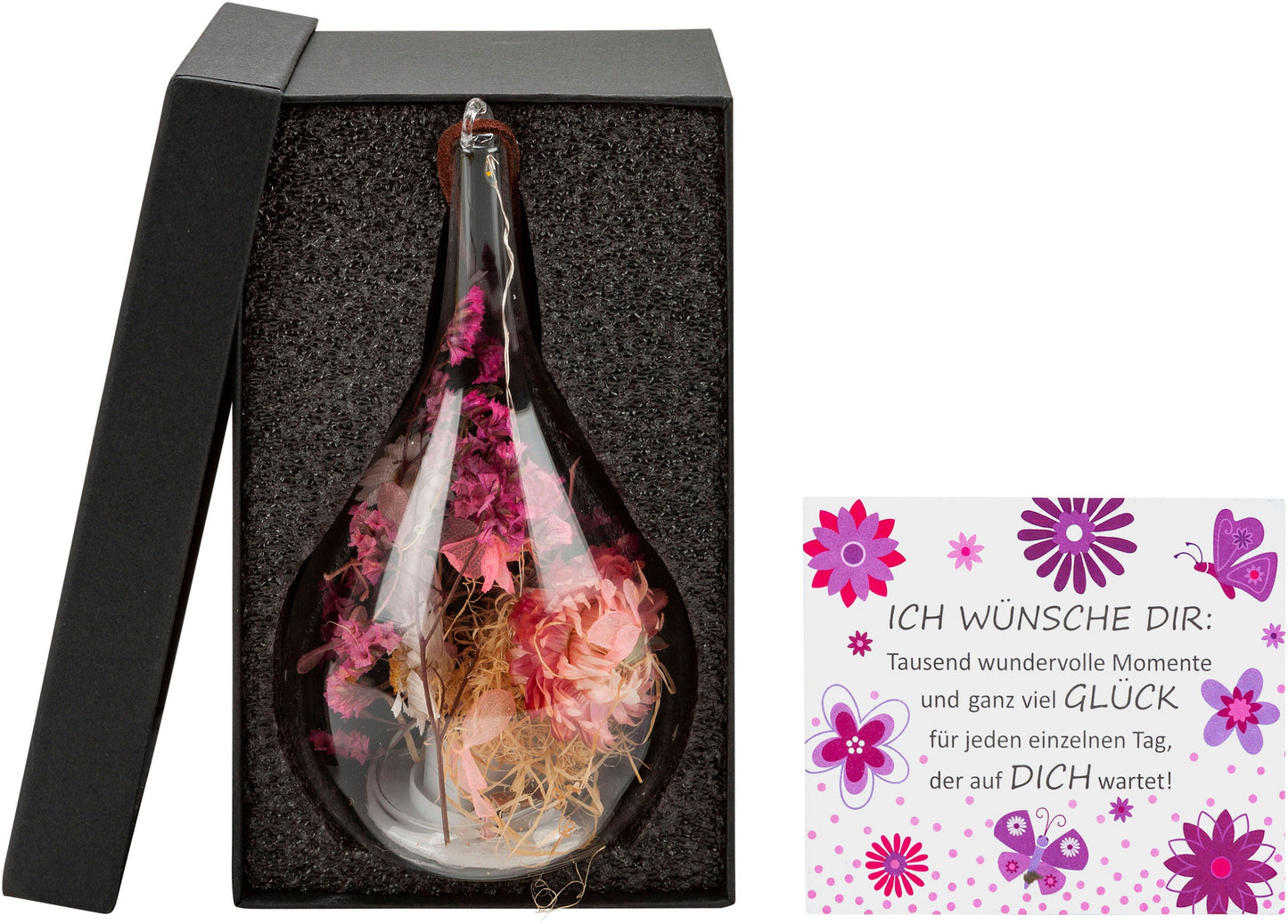 LED-Dekohänger "Little Fleur" aus Glas