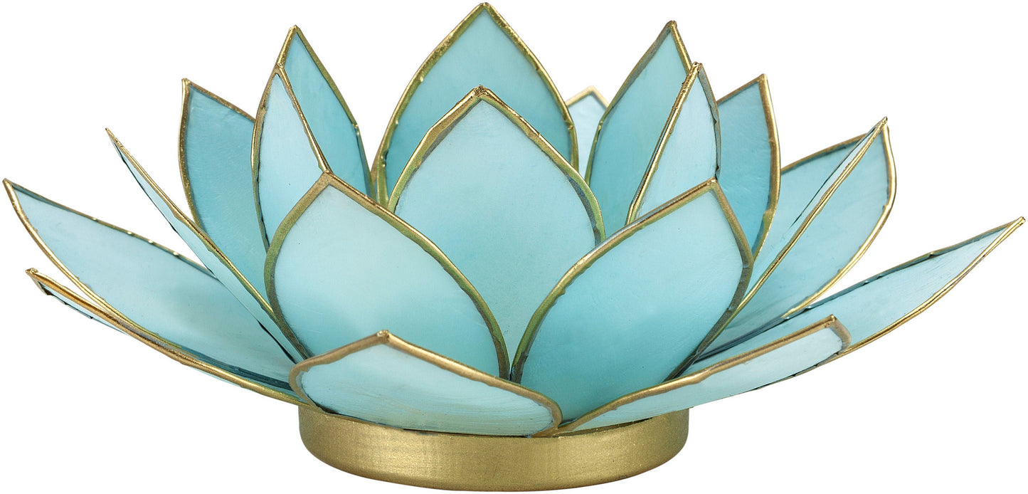 Teelichthalter "Lotus" aus Capiz, (Farbe: türkis)