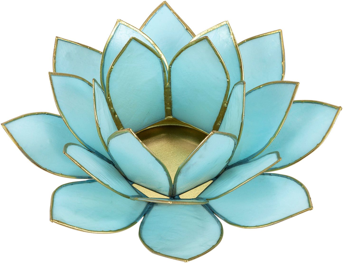 Teelichthalter "Lotus" aus Capiz, (Farbe: türkis)