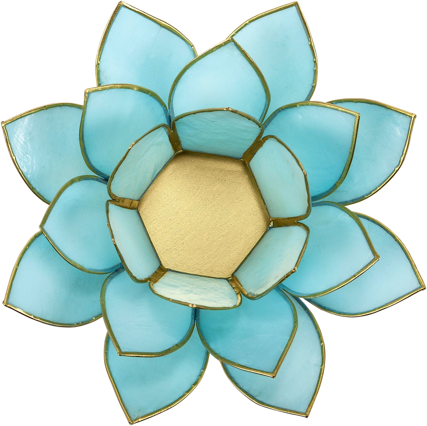 Teelichthalter "Lotus" aus Capiz, (Farbe: türkis)